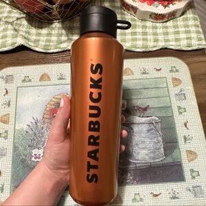 Starbucks Orange Plastic Water Bottle